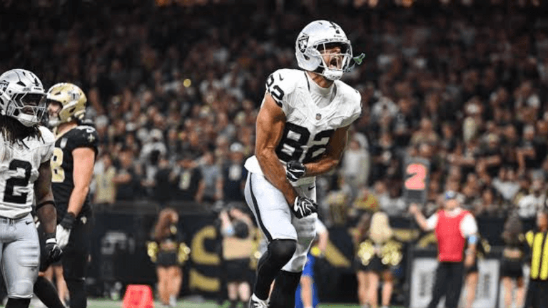 Football player celebrates a touchdown during an NFL game in a stadium